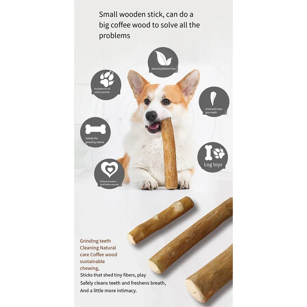 Coffee Wooden Dog Chew Stick – Tooth Pressure Relief Toy