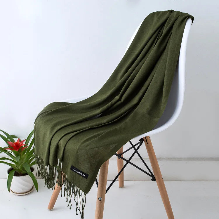 Women's Pashmina Scarf Shawls Soft Cashmere feeling Headscarf Travel Office Winter  Warm Hijabs Solid Lady Wraps Female Bandana