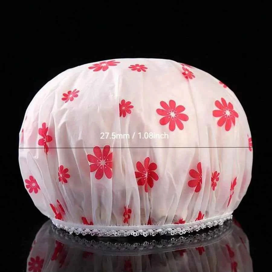 5pcs Waterproof Shower Cap WOMEN'S Household Bathing Anti-oil Smoke Hair Care Shower Cap Dry Hair Cap