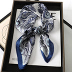 Bohemian Style Print Luxury Brand Silk Square Scarf Women Satin Shawls Neckerchief Wrap Scarves Bandana Hair Hjiab Floral