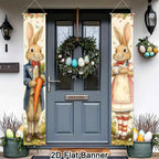 2pcs Happy Easter Bunny Door Banners Polyester Easter Egg Holiday Flags for Outdoor Indoor Spring Holiday Easter Decoration 2026