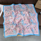 2025 Silk Shawl Print Headscarf Cat Hair Wrap Neckerchief Female Satin Square Scarf For Women Headband Foulard Hijab Bandana