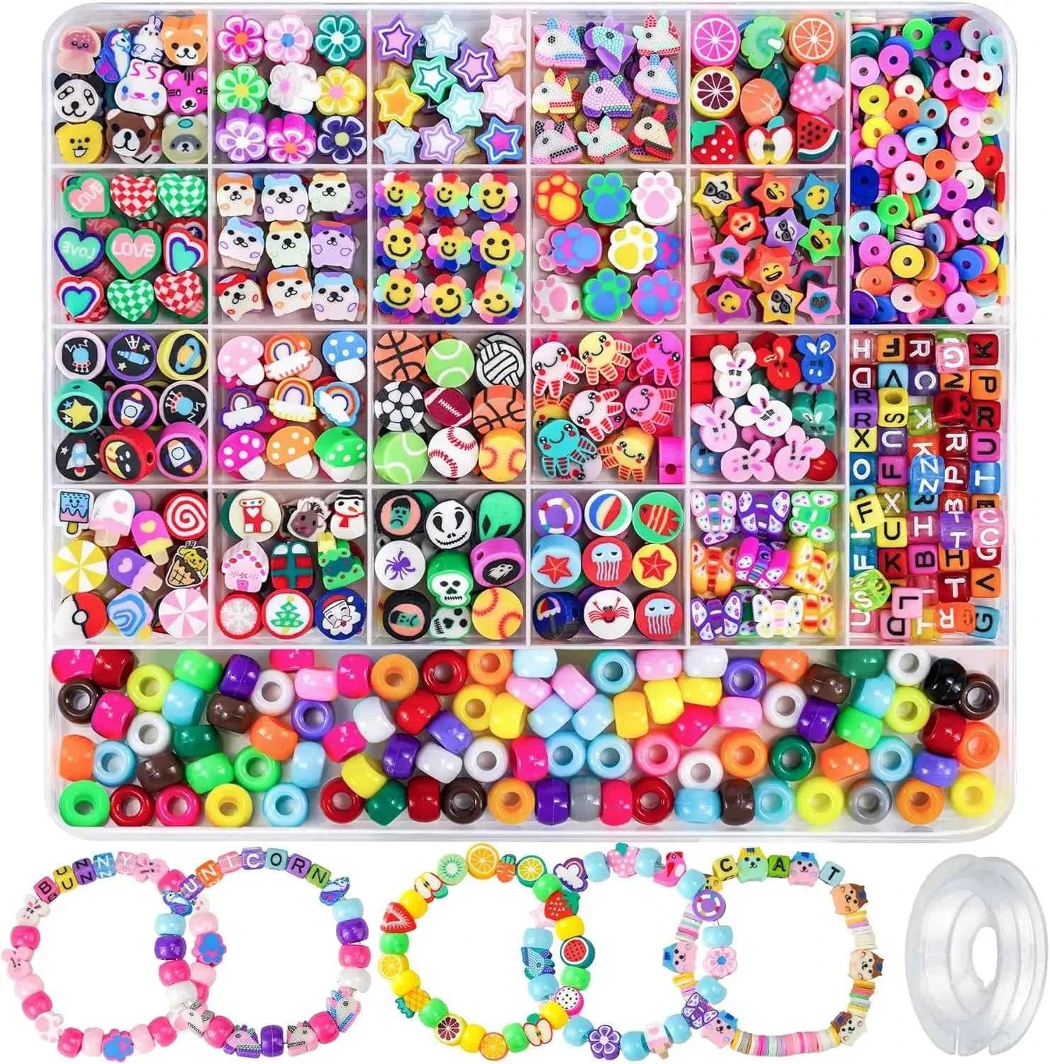 15-28Grids Polymer Clay Beads Set Letter Imitation Pearl Beads Kit Soft Pottery Beads Gift Box for DIY Craft Jewelry Making
