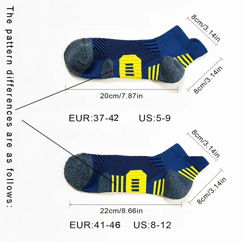 3Pair Professional Fitness Sports Socks Towel Bottom Non-Slip Running Socks Men Women Short Quick-Drying Basketball Training Sox