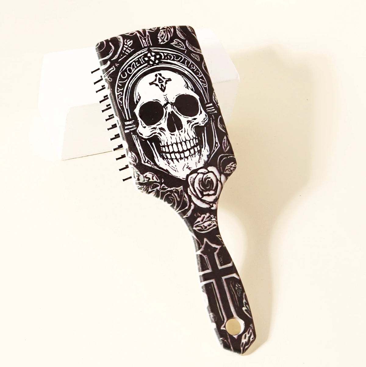 1 Piece Skeleton and Flower Patterned Air Cushion Comb - Massage Exfoliating Comb, ABS Plastic Handle, Special for Real Hair Wig
