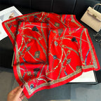 Luxury Chain Print Small Square Scarf Simulated Silk Thin Neck Scarf Fashion Sunscreen Headscarf For Women 70x70cm