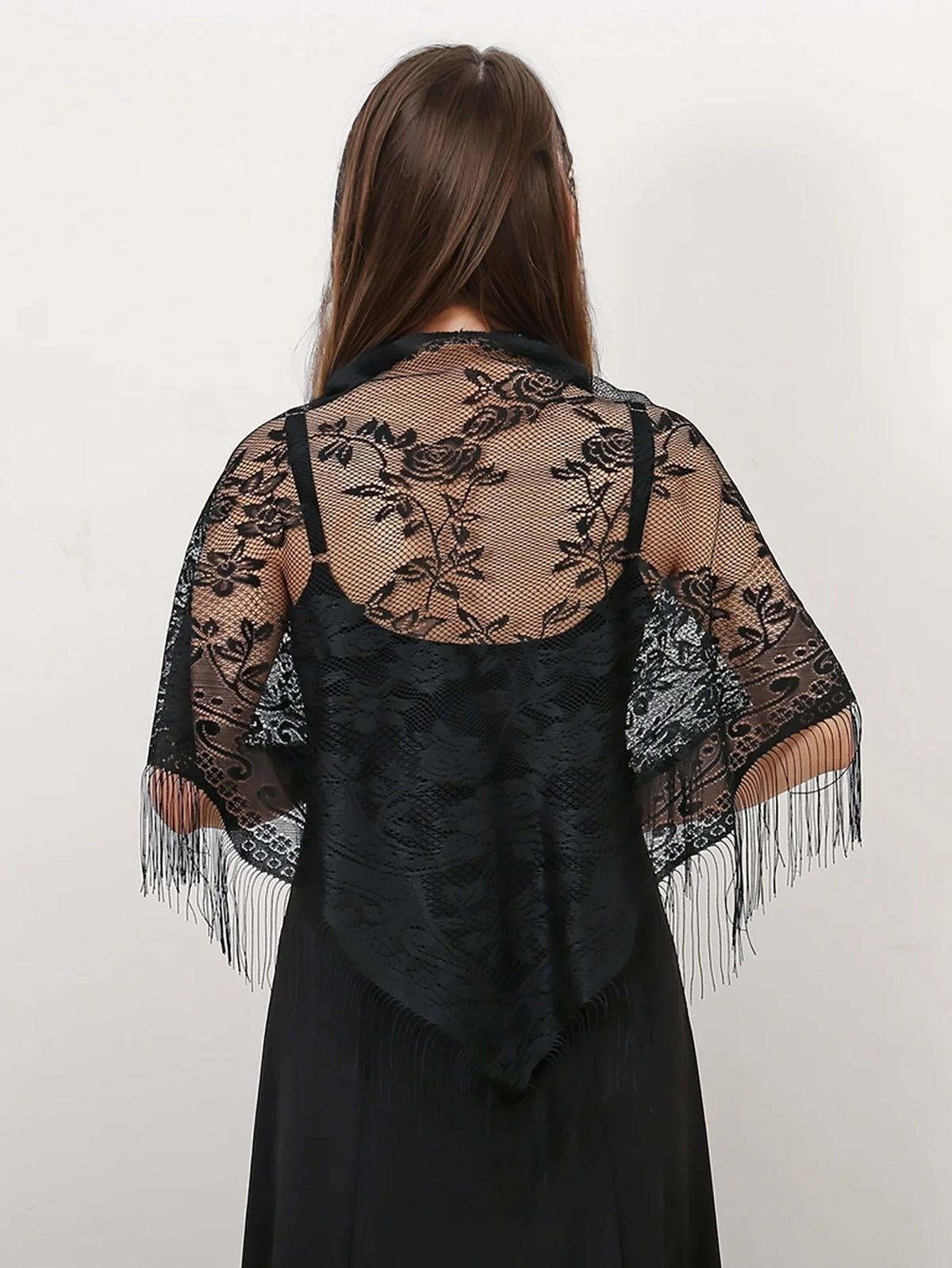 Fashion Lace Embrodiery  Tassel Triangle Scarf Women Headscarf Female Eid Summer Shawls Scarves Long Veil Floral Scarf Turban