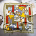 2025 Silk Shawl Print Headscarf Cat Hair Wrap Neckerchief Female Satin Square Scarf For Women Headband Foulard Hijab Bandana