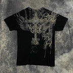 Southpole Y2K Vintage Cotton Graphic Tee Distressed Oversized Unisex T-Shirt with Gothic Print Streetwear Retro Soft Shirt Man