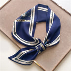 Luxury Brand Horse Print Skinny Neckerchief Scarf For Women Satin Silk Ribbons Bandana Ladies Neck Tie Wrist Wrap Shawl Echarpe