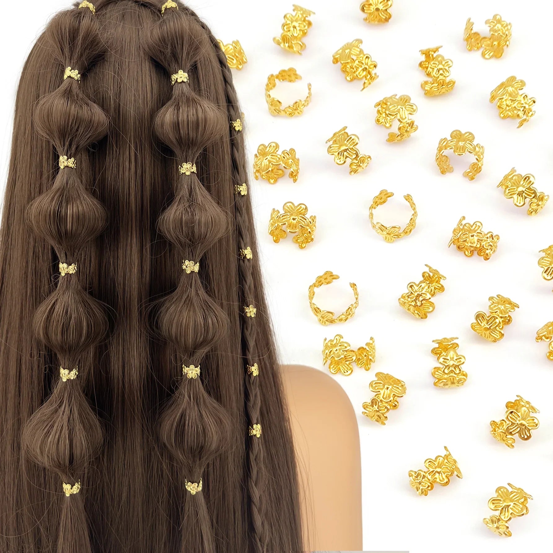 40Pcs Vine Leaf Shaped Alloy Hair Braid Ring Vintage Hair Pin For Dreadlock Women Girls summer Hair Accessories Loc Hair Jewelry