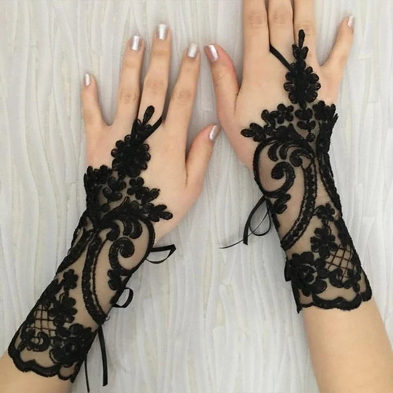 New Women Wedding Fingerless Gloves Lace White Black High Quality Wedding Gloves Mittens Accessory Girl Party Sexy Gloves Guante