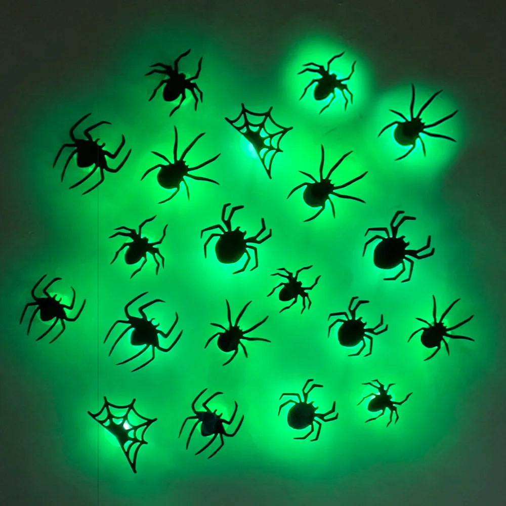 Halloween Bat & Spider Night Light Wall Decor – 3D Glow Stickers