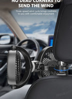 SEAMETAL Car Cooling Fan Headrest Double Head Fans Multi Angle Rotation 3 Speed Adjustable Cooler Air Fan for Car Accessories