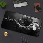 Large Mouse Pad Tactical Soldier Design Non-Slip XXL Desk Pad Gaming Accessories Stitched Edges for Home and Game for FPS Gamer