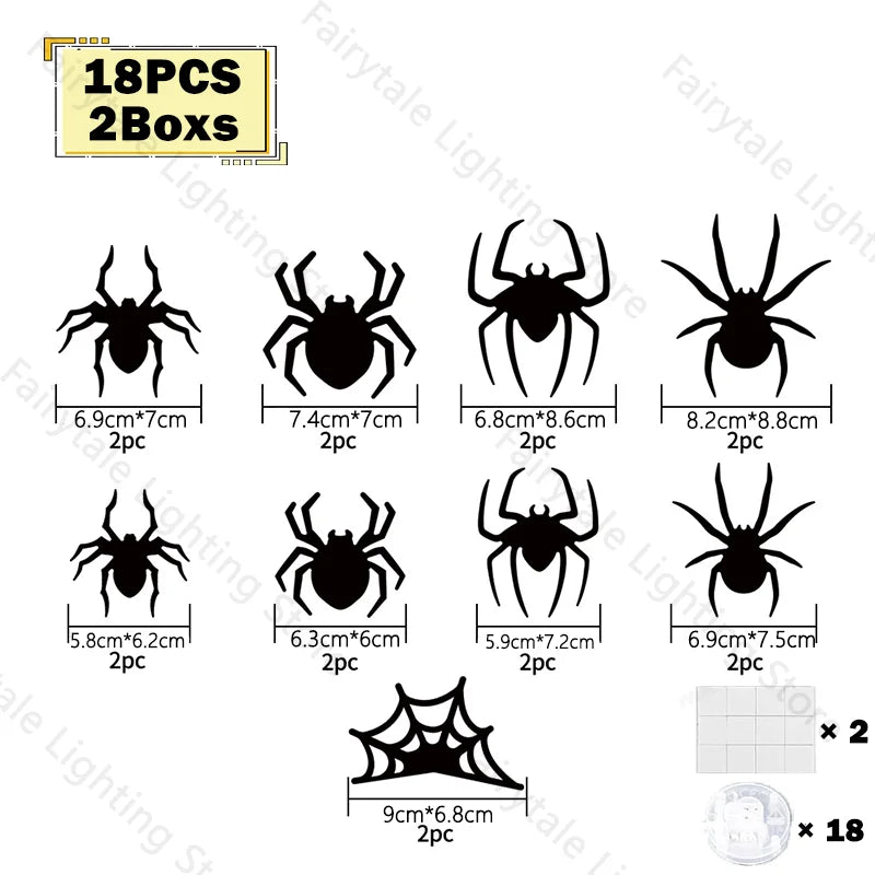 Halloween Bat & Spider Night Light Wall Decor – 3D Glow Stickers