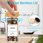 6/12/24pcs  Glass Spice Jars with Bamboo Lids Or Metal Lids Include Minimalist Spice Labels Stickers Collapsible Funnel Jar Set