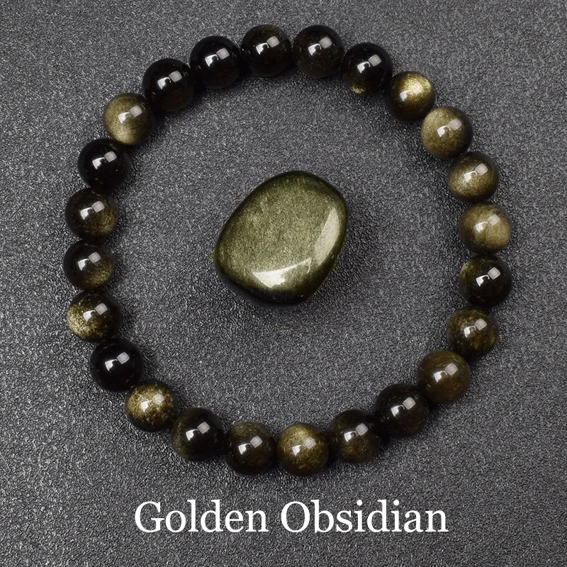Natural Black Agates Beads Bracelet Women Men Genuine Black Onyx Natural Stone 6mm 8mm Smooth Round Beads Lucky Energy Jewelry