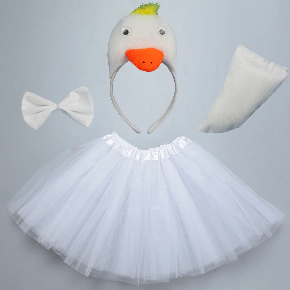 Animals  Children  Headband Tutu Skirt Tail Bow Kids  Girl Party Props Elephant Tiger Fox     Halloween Costume Cosplay