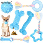 6 PCS Dog Chew Toys For Cleaning Teeth  Soft Rubber Bone Funny Ball Interactive Donut Treat Set For Small Medium Dogs Pet Gifts