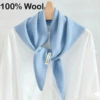 100% Australian Wool Knitted Triangle Scarf Shawl Women's Autumn  Winter Warm Neck Protection Scarf Decorative  Small Scarf