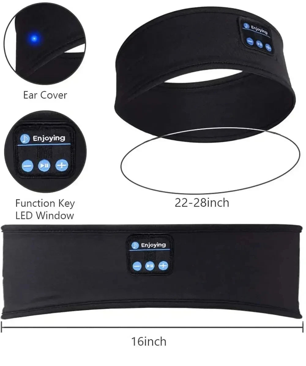 HUAWEISHI Bluetooth 5.0 Earphones Sports Sleeping Headband Elastic Wireless Headphones Music Eye Mask Wireless Headset Headband