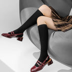 100% Merino Wool Ladies Stockings Fashion Solid Color Knitted Pile Socks Fashion Padded Warm Leggings Women's New 2025