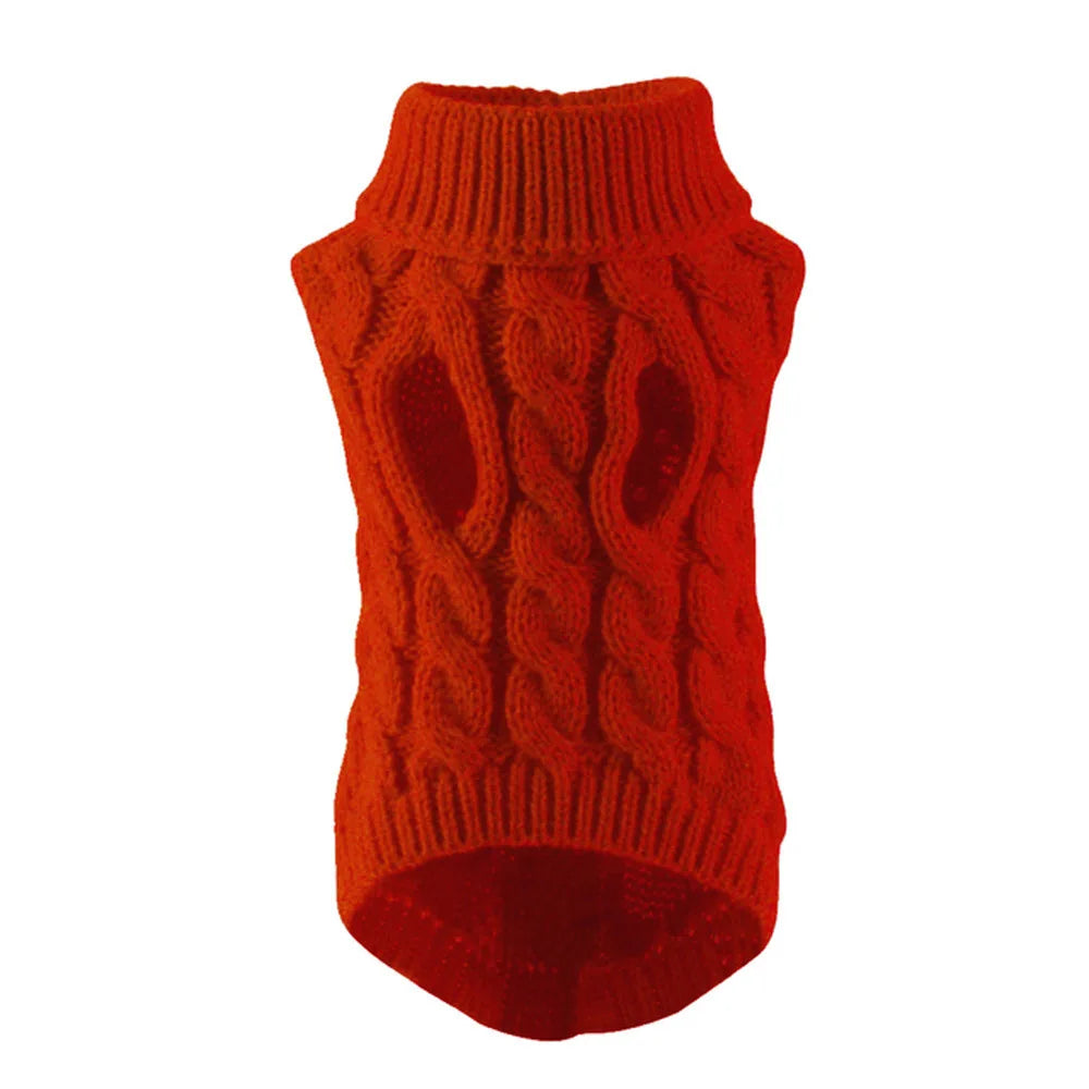 Autumn & Winter Knitted Dog Sweater – Warm, Soft, and Stylish Solid Twist Design for Small Pets