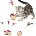 Feather Sisal Cat Ball Toy Interactive Claw Grinding Play Toy