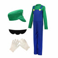 Boy Red & Green Game Jumpsuit Costume with Hat, Beard & Gloves