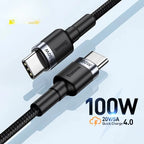 USB Type C To USB C Cable For iPhone 18 17 100W/5A PD Fast Charging Charger Cord For Macbook Xiaomi Samsung Type-C Cable