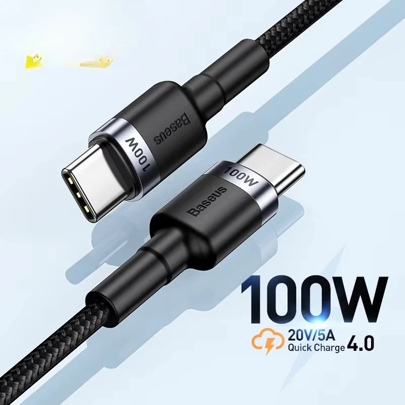 USB Type C To USB C Cable For iPhone 18 17 100W/5A PD Fast Charging Charger Cord For Macbook Xiaomi Samsung Type-C Cable