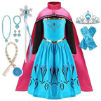 Frozen Elsa Anna Princess Girls Costume Kids Dress Disney Snow Queen Halloween Cosplay Birthday Party Dress Up 2-10 Years