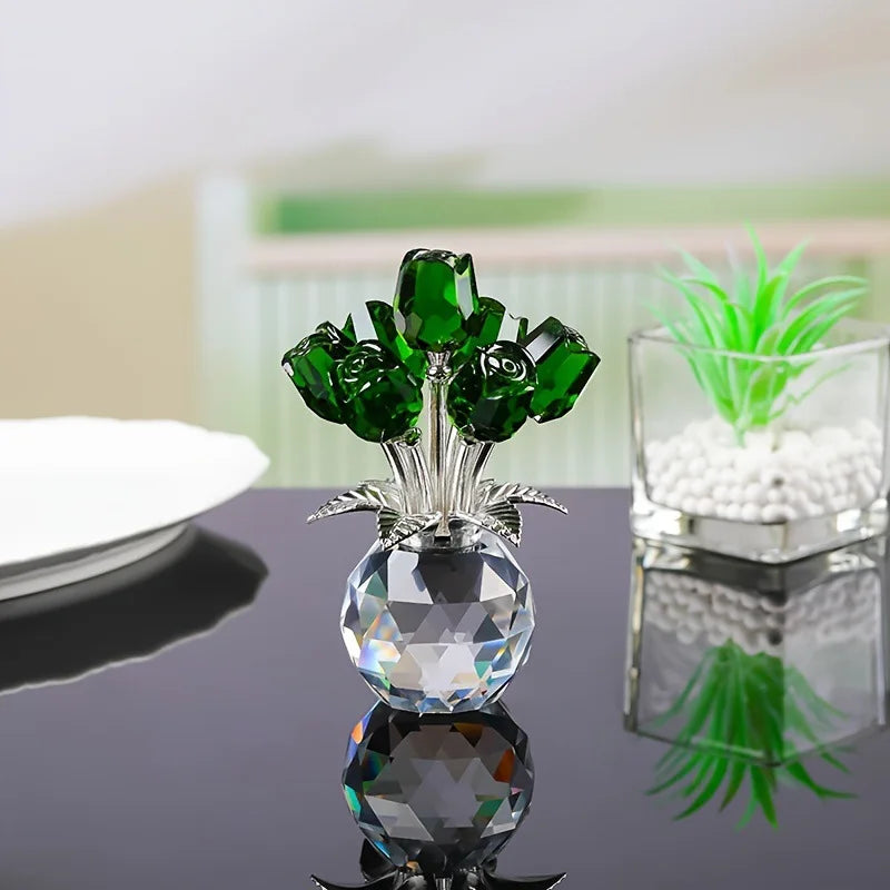 Colourful Rose Bouquet - For Anniversary, Mother's Day, Valentine's Day Crystal Rose Bouquet - Eternal Rose Decorative Gift