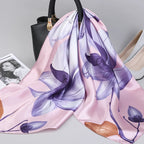 Fashion Kerchief Silk Satin Neck Scarf For Women Print Hijab Scarfs Female 90*90cm Square Shawls and Wraps Scarves For Lady