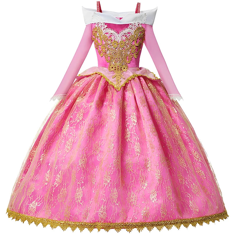 Girls Sleeping Beauty Aurora Cosplay Princess Dress Kids Rapunzel Frozen Elsa Cinderella Costume Party Clothing 2-10Years