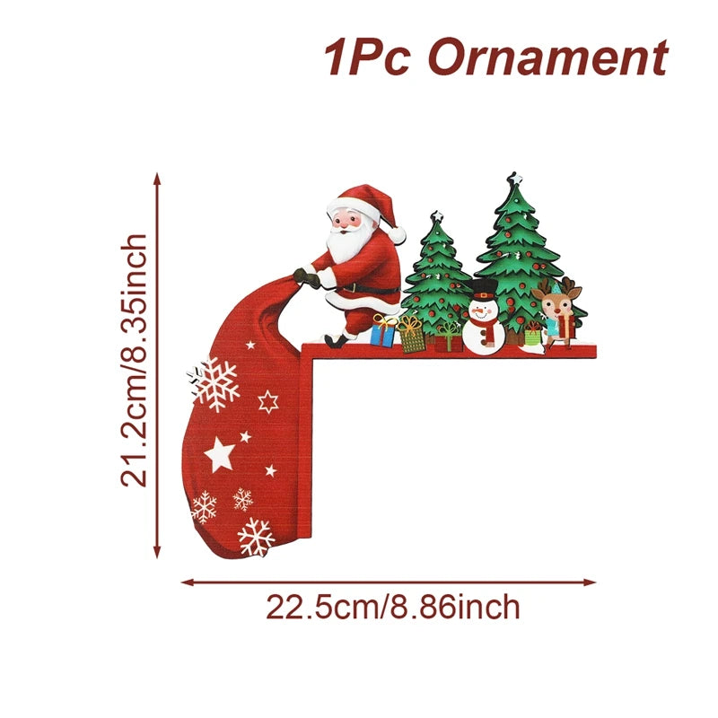 Christmas Wooden Ornament Christmas Party Decoration 2025 Xmas Santa Claus Snowman Pendants Navidad Natal New Year Gift 2026