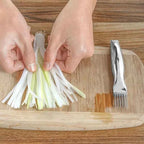 Stainless Steel Green Onion Shredder Knife with Curved Handle Design
