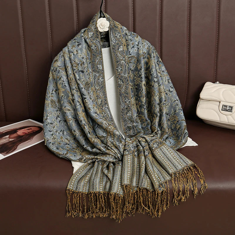 Luxury Brand Autumn Cashmere Pashmina Shawl Lady Wrap Warm Winter Scarves Design Print Female Foulard Cotton Stoles Scarf 2023