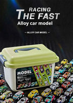 Mini Alloy Diecast Car Set – Pull Back Racing Toy Cars with Storage Box