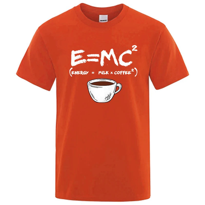 Summer Men T-shirt Cotton Blend Casual Funny Energy=Milk+Coffee Print Men Cool Loose O-neck Tops For Men Short Sleeve Male Tees