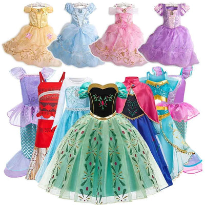 Kids Princess Costume Dress – Elsa, Anna, Jasmine & Moana Outfit