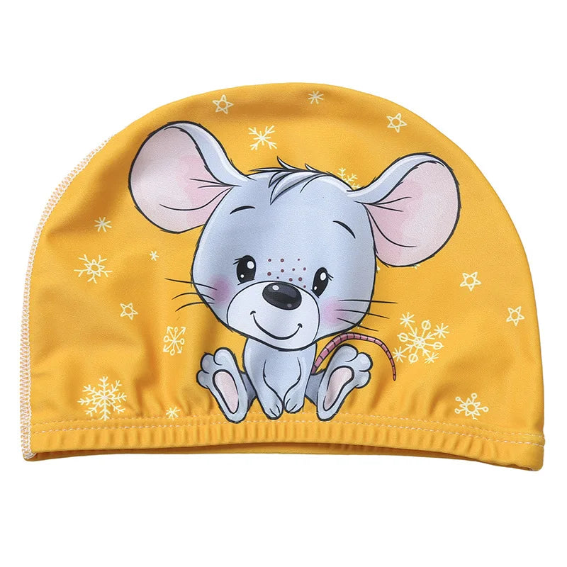 Children Cartoon Swimming Cap Kids Elastic Fabric Swiming Pool Water Sport Protect Ears Hat Swim Bathing Hats Caps Boys Girls