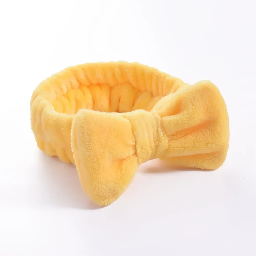Women Solid Bow Headbands Coral Fleece Makeup Spa Wash Face Turban Head Wrap Girls Hair Towel Accessories Head Band Hairbands