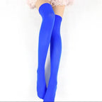 Sexy Black White Soild Color Long Socks Women Over Knee Thigh High Over The Knee Stockings Lolita Ladies Girls Warm Knee Socks