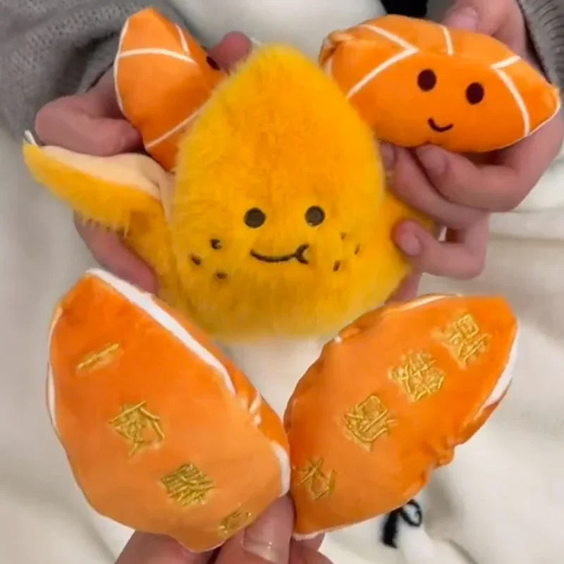 Kawaii Peelable Orange Segments Fruit Plush Toy Stuffed Soft Simulation Food Keychain Backpack Pendant Cartoon Toy Doll Kid Gift