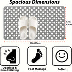 Non-Slip Bathroom Mat with Suction Cups – 43x75cm Quick Drain Shower Rug