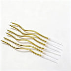 6Pcs/set Curved Cake Candles Birthday Baby Shower Gender Reveal Cupcake Decorating Candle Toppers Wedding Party Decorative