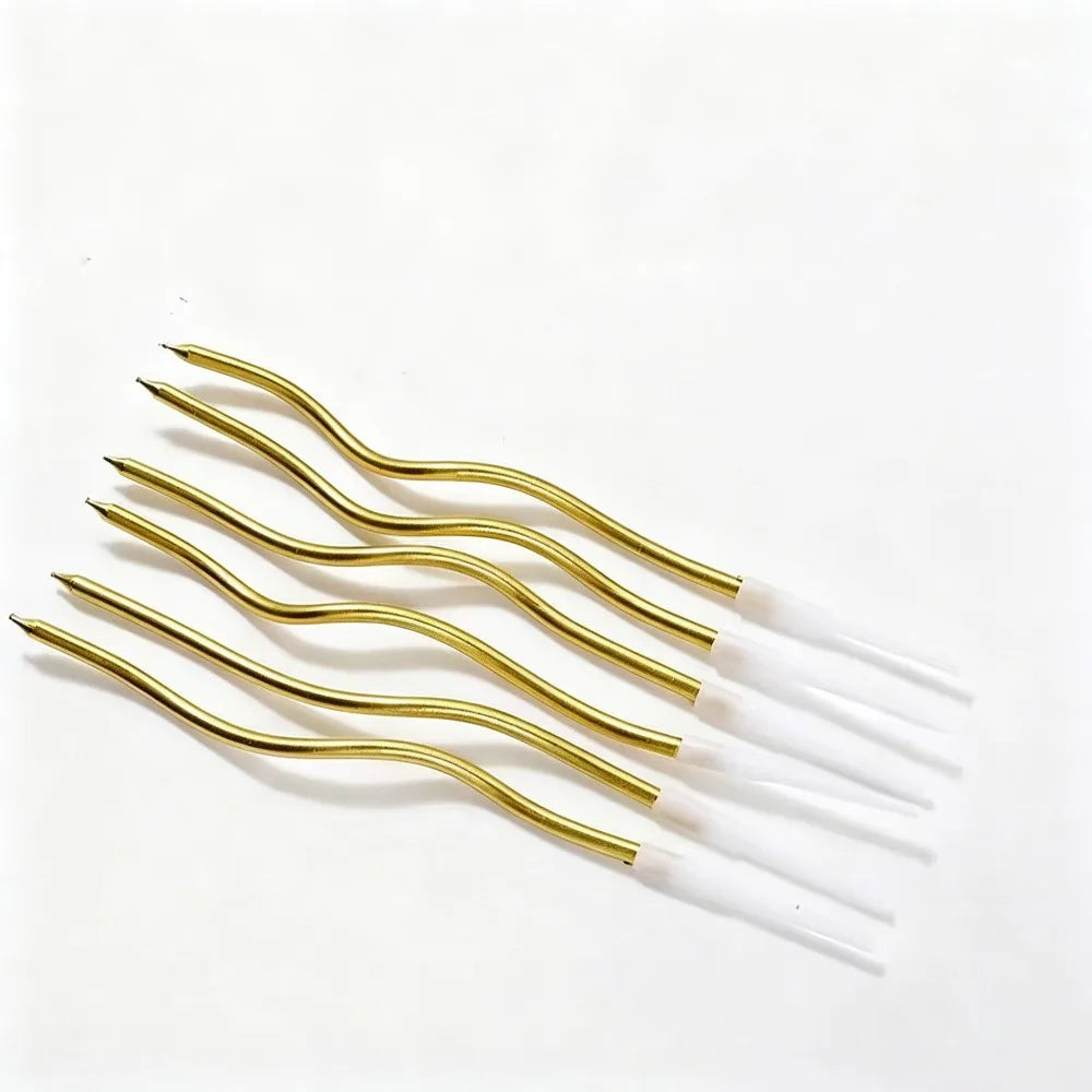 6Pcs/set Curved Cake Candles Birthday Baby Shower Gender Reveal Cupcake Decorating Candle Toppers Wedding Party Decorative