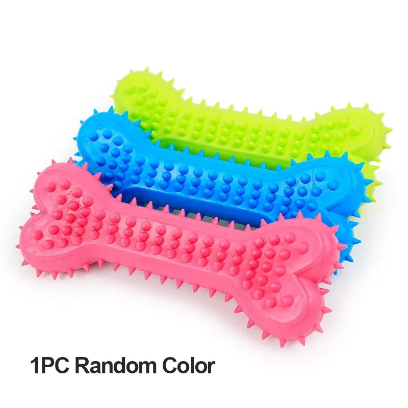 1PCs Pet Chew Toy Soft Rubber Bite-resistance Bone Shape Teeth Grinding Chewing Toys for Small Dogs Training Pet Supplies - WTN Essentials 